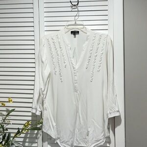 White Blouse with Ruffle Details